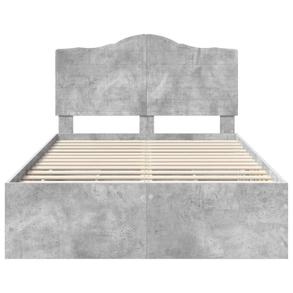 vidaXL Bettrahmen mit Kopfteil Beton Grau 120 x 190 cm Ingenieurs Holz
