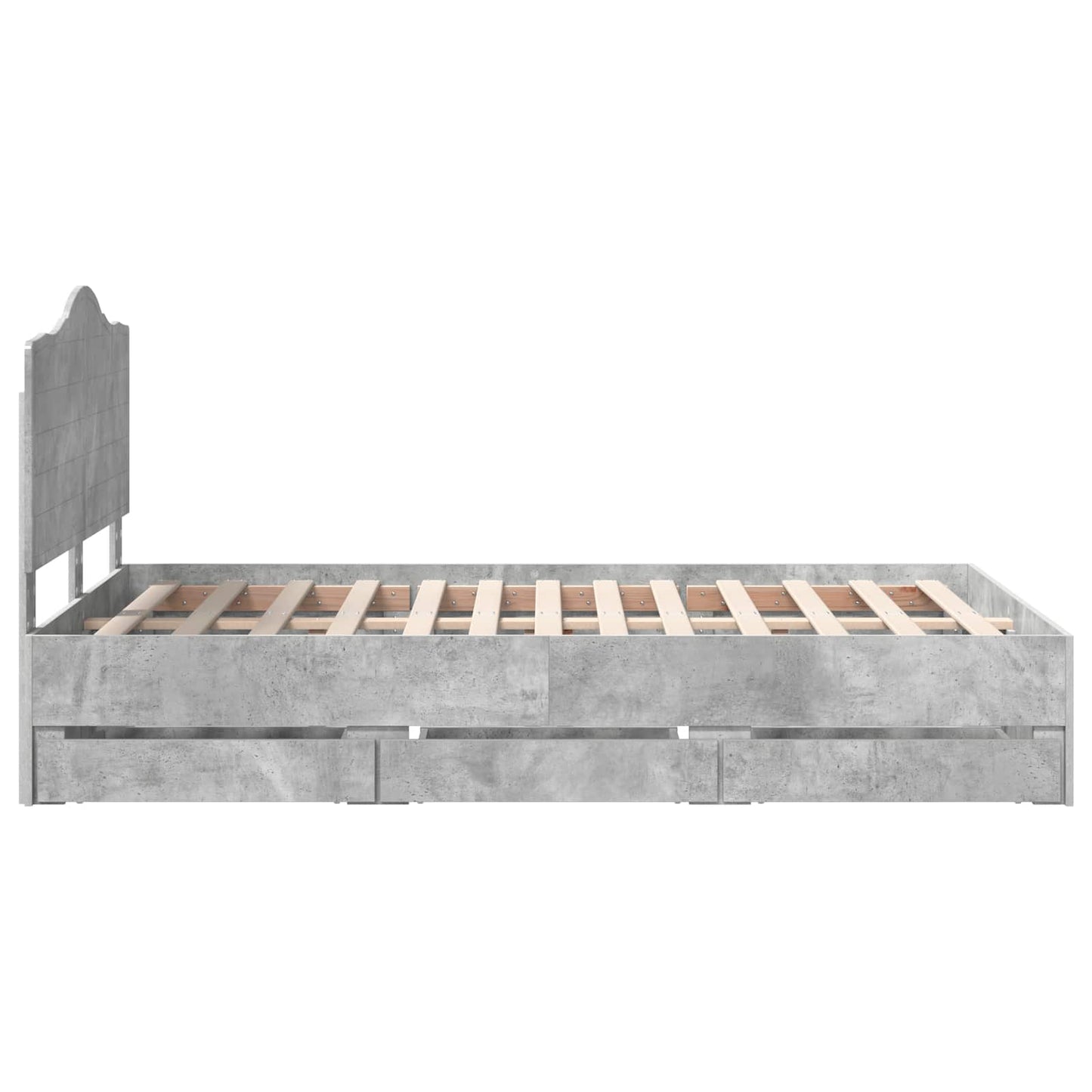 vidaXL Bettrahmen mit Kopfteil Beton Grau 120 x 190 cm Ingenieurs Holz
