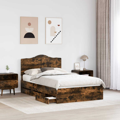 vidaXL Bettrahmen Geräucherte Eiche 120 x 190 cm Ingenieurs Holz