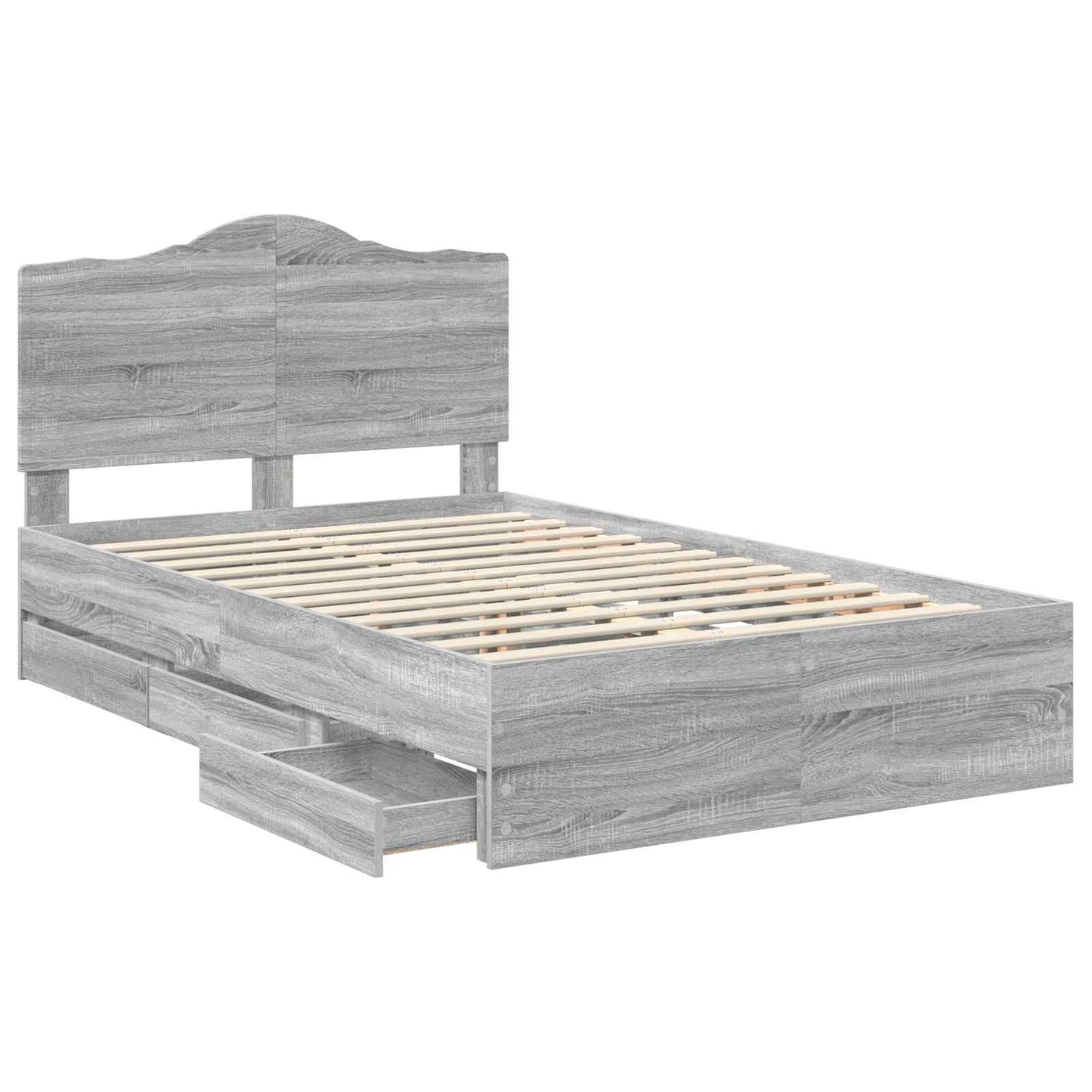 vidaXL Bettrahmen Graues Sonoma 120 x 190 cm Ingenieurs Holz