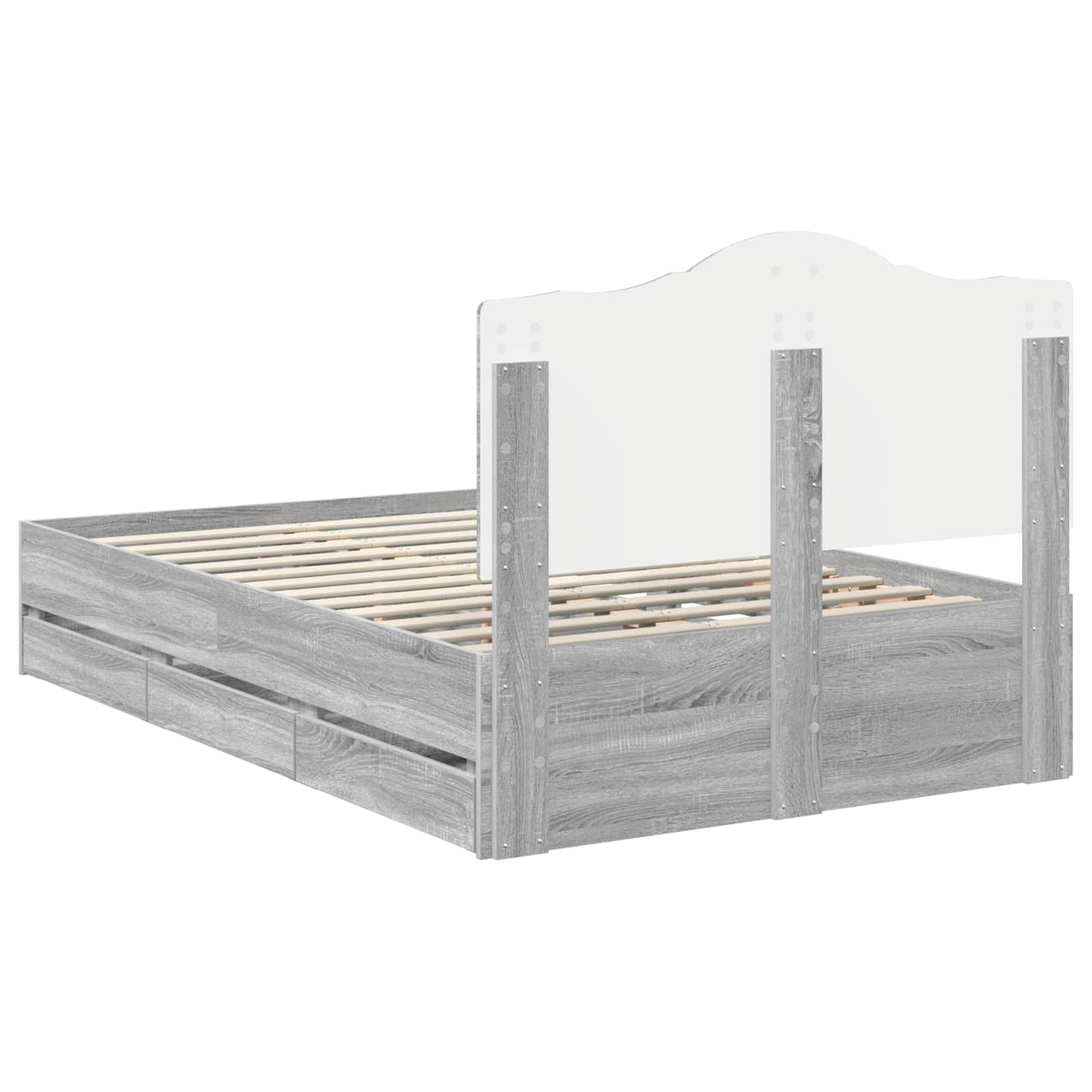 vidaXL Bettrahmen Graues Sonoma 120 x 190 cm Ingenieurs Holz