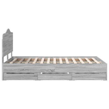 vidaXL Bettrahmen Graues Sonoma 120 x 190 cm Ingenieurs Holz