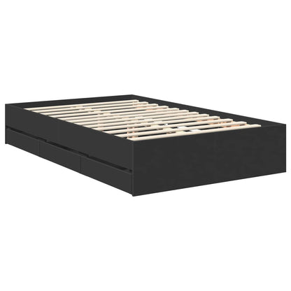 vidaXL Bettrahmen mit Schubladen Schwarz 120 x 200 cm Ingenieurs Holz