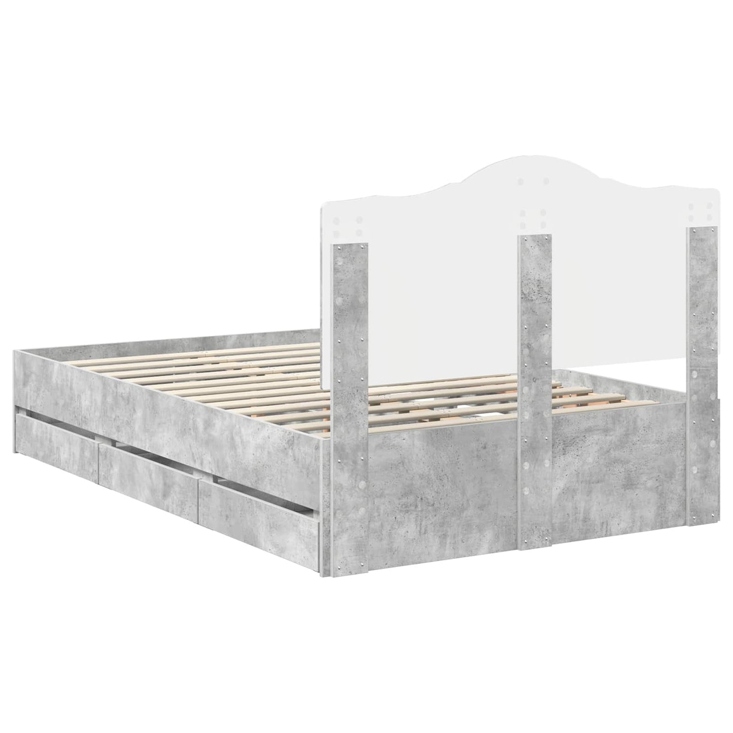 vidaXL Bettrahmen mit Kopfteil Beton Grau 120 x 200 cm Ingenieurs Holz