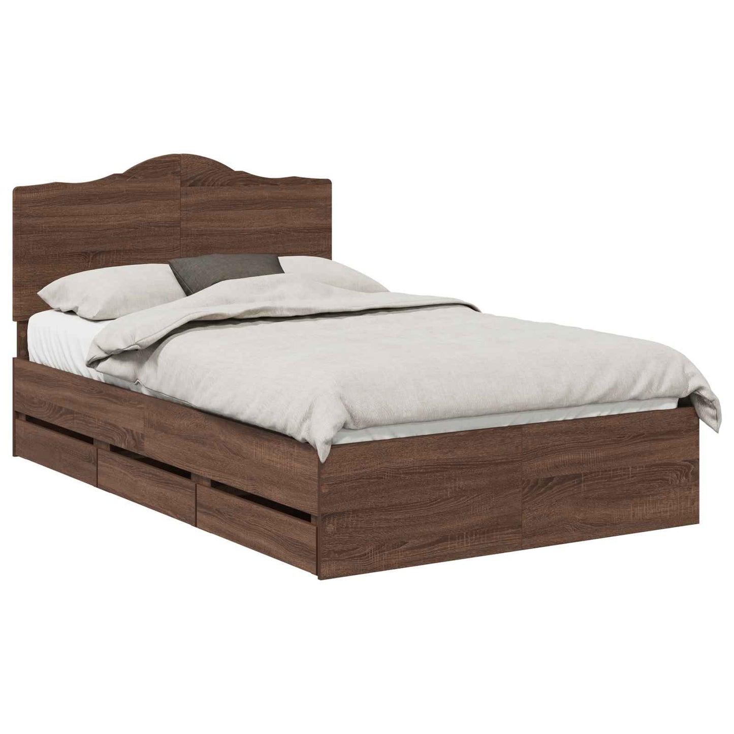 vidaXL Bettrahmen Braun Eichen-Optik 120 x 200 cm Ingenieurs Holz