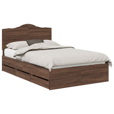 vidaXL Bettrahmen Braun Eichen-Optik 120 x 200 cm Ingenieurs Holz