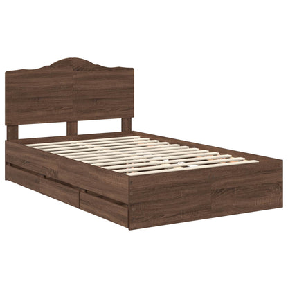 vidaXL Bettrahmen Braun Eichen-Optik 120 x 200 cm Ingenieurs Holz