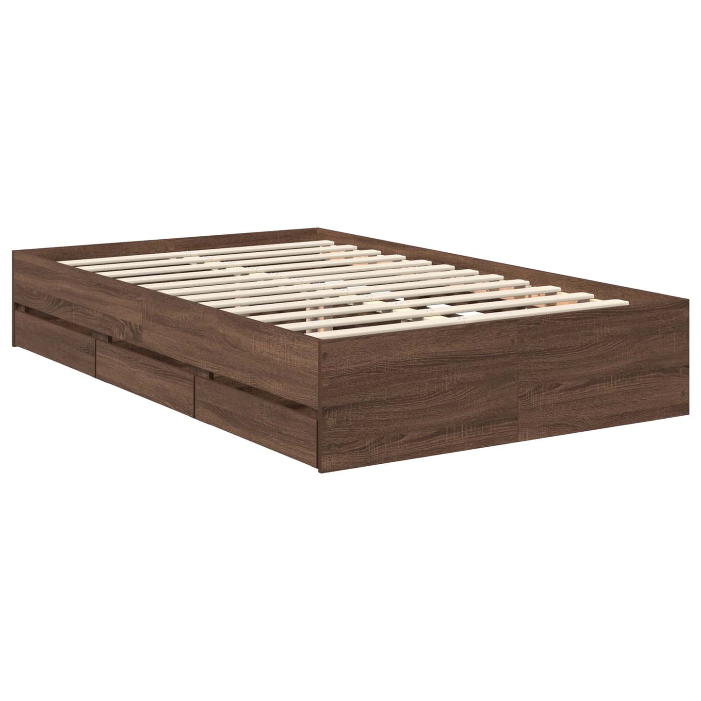 vidaXL Bettrahmen Braun Eichen-Optik 120 x 200 cm Ingenieurs Holz