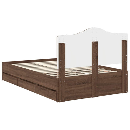 vidaXL Bettrahmen Braun Eichen-Optik 120 x 200 cm Ingenieurs Holz