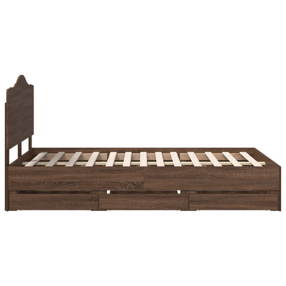 vidaXL Bettrahmen Braun Eichen-Optik 120 x 200 cm Ingenieurs Holz