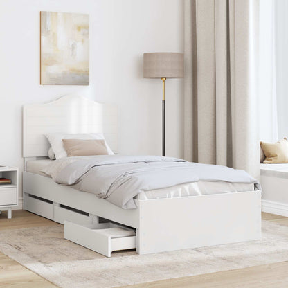 Bettrahmen mit Schubladen Weiß 98,5 x 200 cm Ingenieurs Holz