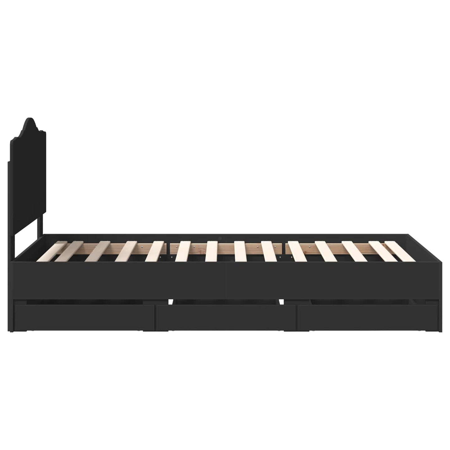 vidaXL Bettrahmen mit Schubladen Schwarz 100 x 200 cm Ingenieurs Holz