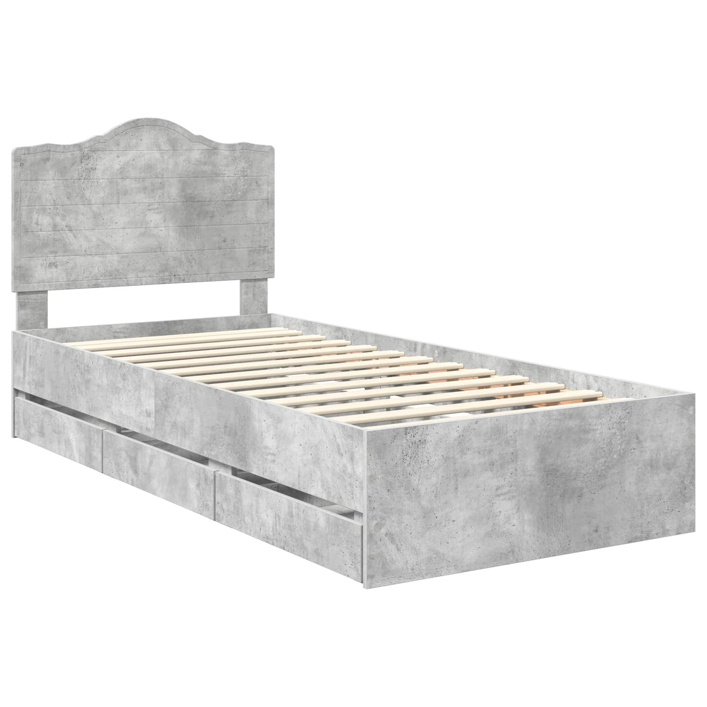 vidaXL Bettrahmen mit Kopfteil Beton Grau 100 x 200 cm Ingenieurs Holz
