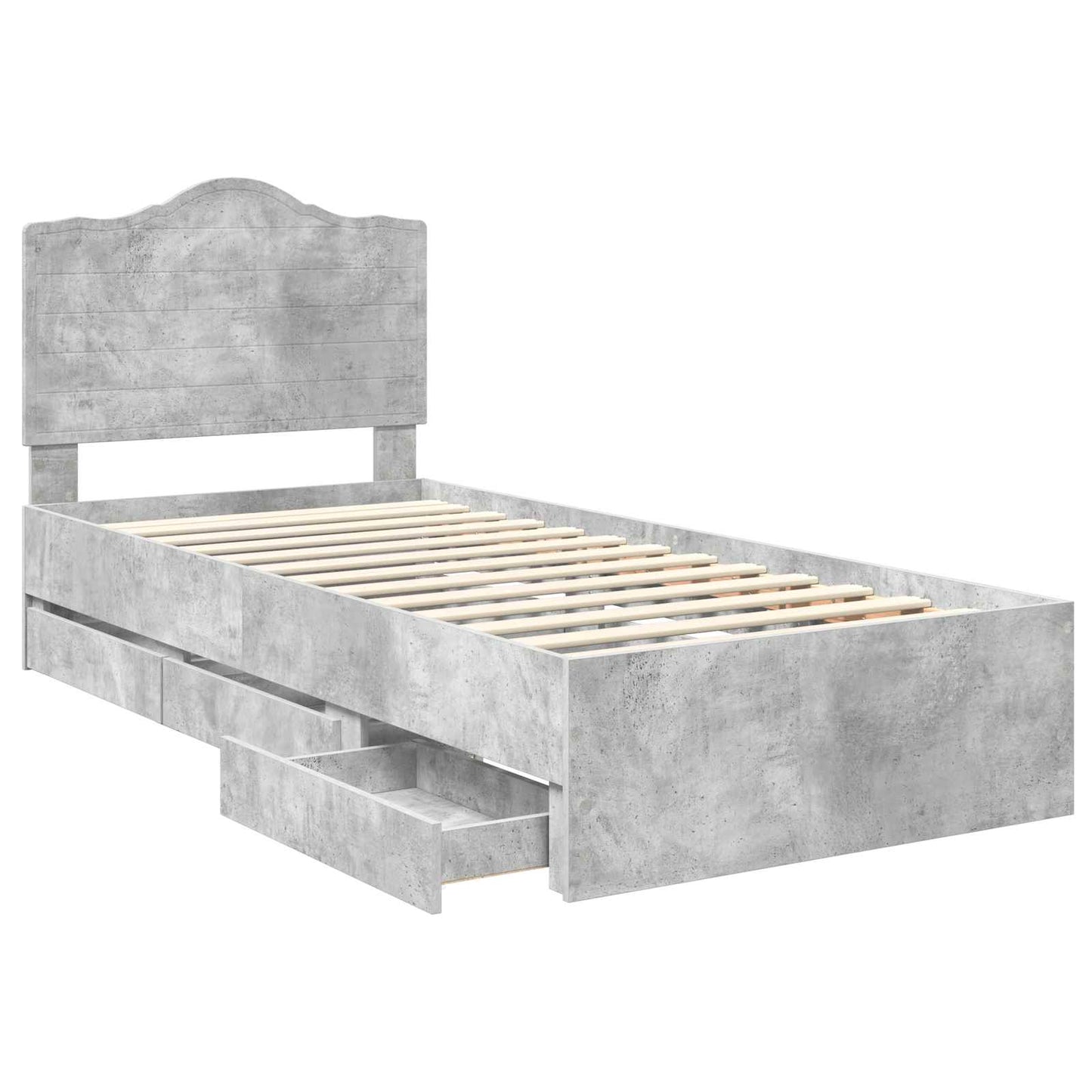 vidaXL Bettrahmen mit Kopfteil Beton Grau 100 x 200 cm Ingenieurs Holz