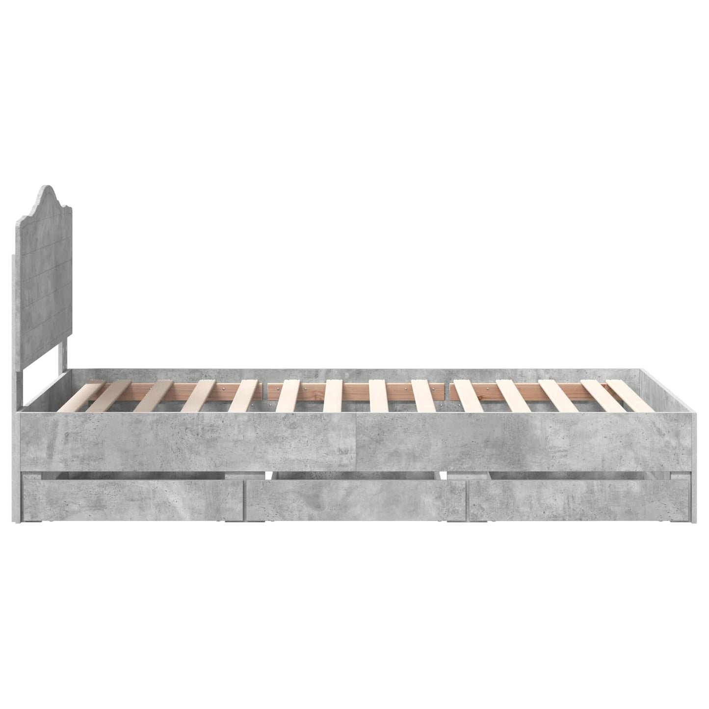 vidaXL Bettrahmen mit Kopfteil Beton Grau 100 x 200 cm Ingenieurs Holz