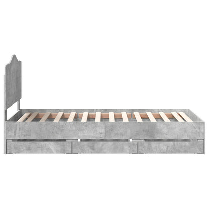 vidaXL Bettrahmen mit Kopfteil Beton Grau 100 x 200 cm Ingenieurs Holz
