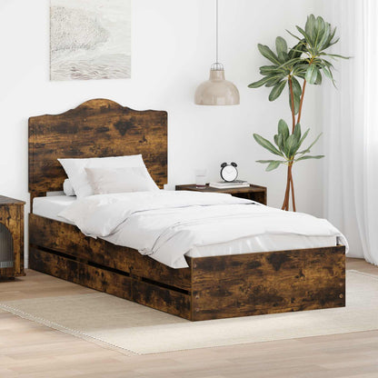 vidaXL Bettrahmen Geräucherte Eiche 98,5 x 200 cm Ingenieurs Holz