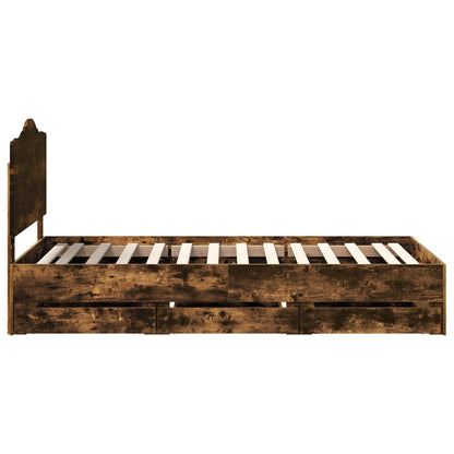 vidaXL Bettrahmen Geräucherte Eiche 98,5 x 200 cm Ingenieurs Holz