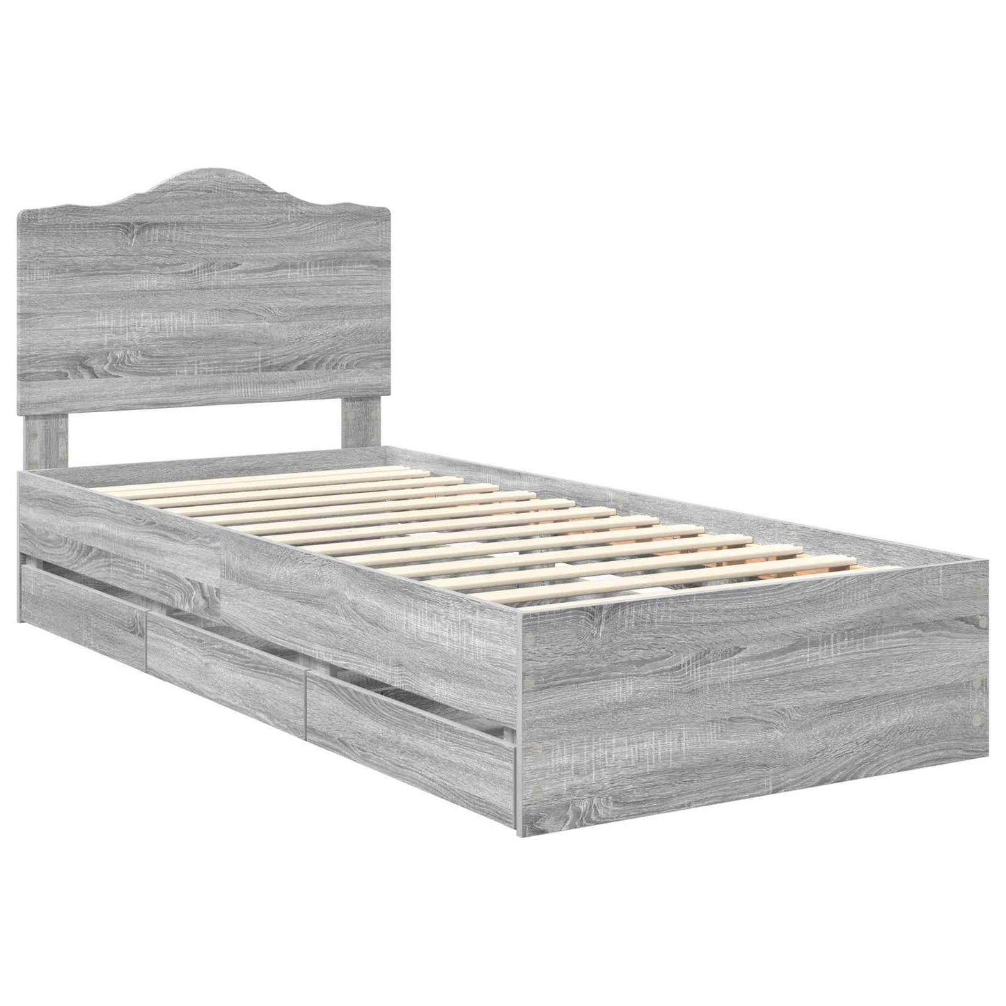 vidaXL Bettrahmen Graues Sonoma 98,5 x 200 cm Ingenieurs Holz