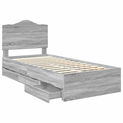 vidaXL Bettrahmen Graues Sonoma 98,5 x 200 cm Ingenieurs Holz
