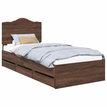vidaXL Bettrahmen Braun Eichen-Optik 98,5 x 200 cm Ingenieurs Holz