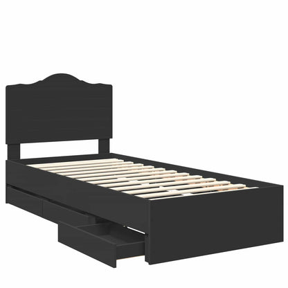 Bettrahmen mit Schubladen Schwarz 90 x 190 cm Ingenieurs Holz