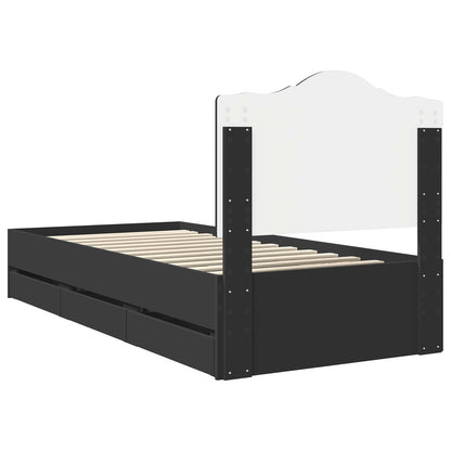 Bettrahmen mit Schubladen Schwarz 90 x 190 cm Ingenieurs Holz
