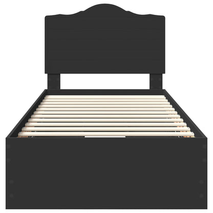 Bettrahmen mit Schubladen Schwarz 90 x 190 cm Ingenieurs Holz