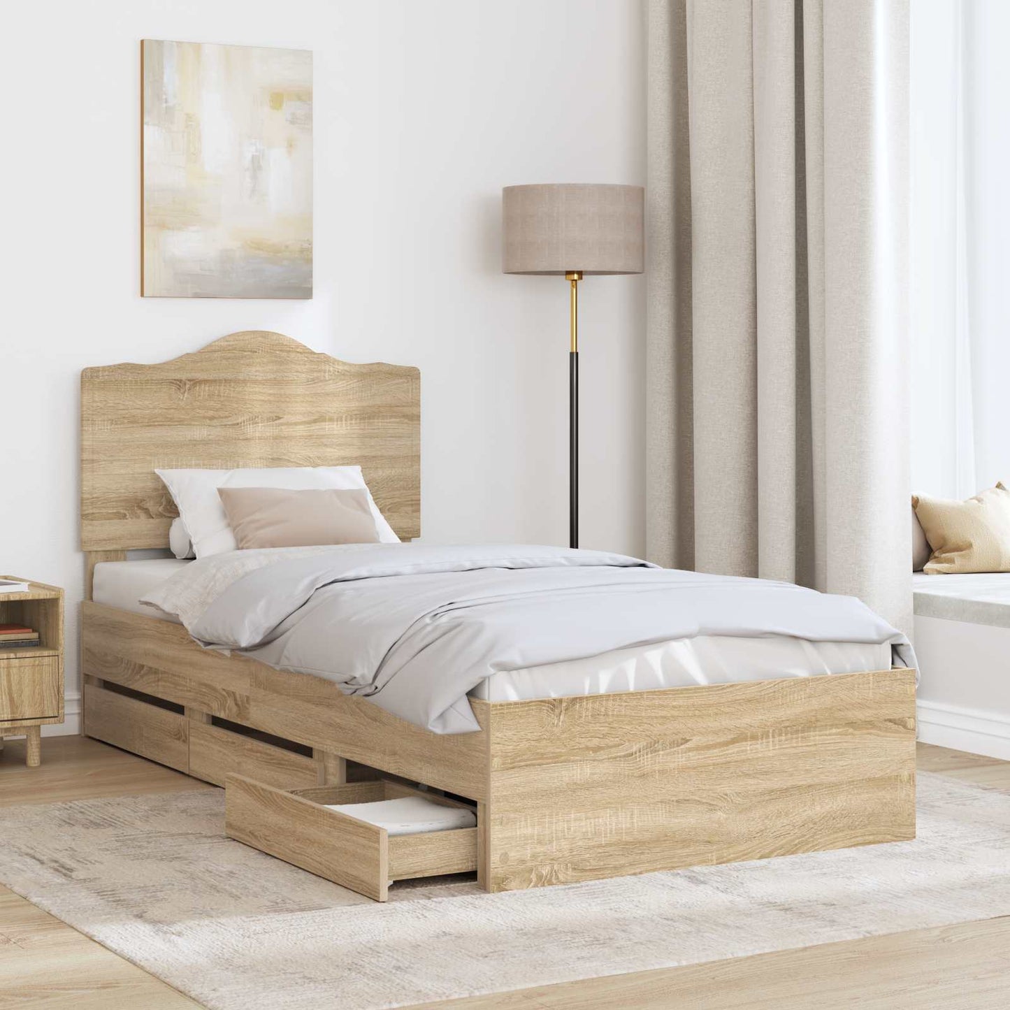 vidaXL Bettrahmen Sonoma-Eiche 90 x 190 cm Ingenieurs Holz