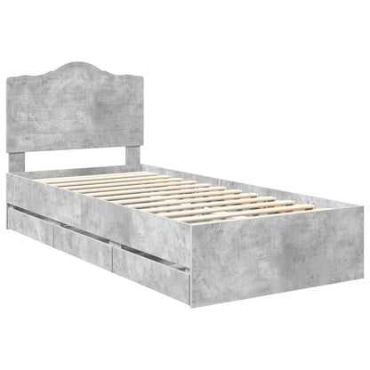 vidaXL Bettrahmen mit Kopfteil Beton Grau 90 x 190 cm Ingenieurs Holz