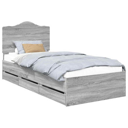 vidaXL Bettrahmen Graues Sonoma 90 x 190 cm Ingenieurs Holz