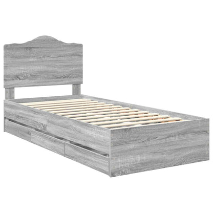 vidaXL Bettrahmen Graues Sonoma 90 x 190 cm Ingenieurs Holz