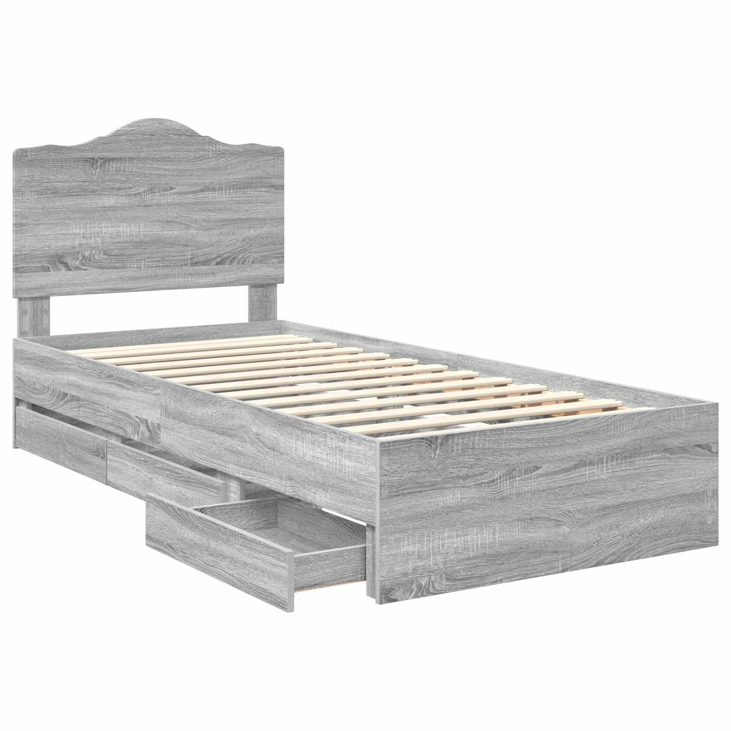 vidaXL Bettrahmen Graues Sonoma 90 x 190 cm Ingenieurs Holz