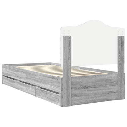 vidaXL Bettrahmen Graues Sonoma 90 x 190 cm Ingenieurs Holz