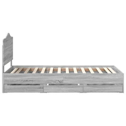 vidaXL Bettrahmen Graues Sonoma 90 x 190 cm Ingenieurs Holz