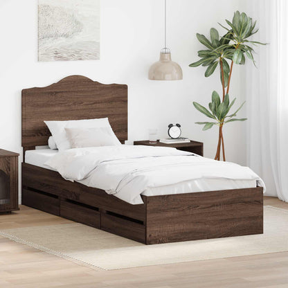 vidaXL Bettrahmen Braun Eichen-Optik 90 x 190 cm Ingenieurs Holz