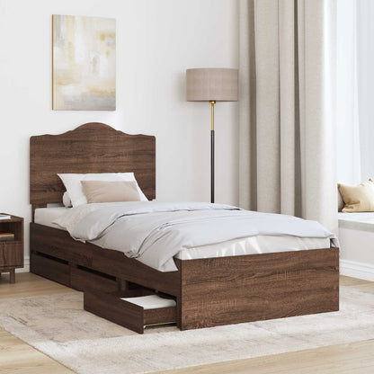 vidaXL Bettrahmen Braun Eichen-Optik 90 x 190 cm Ingenieurs Holz