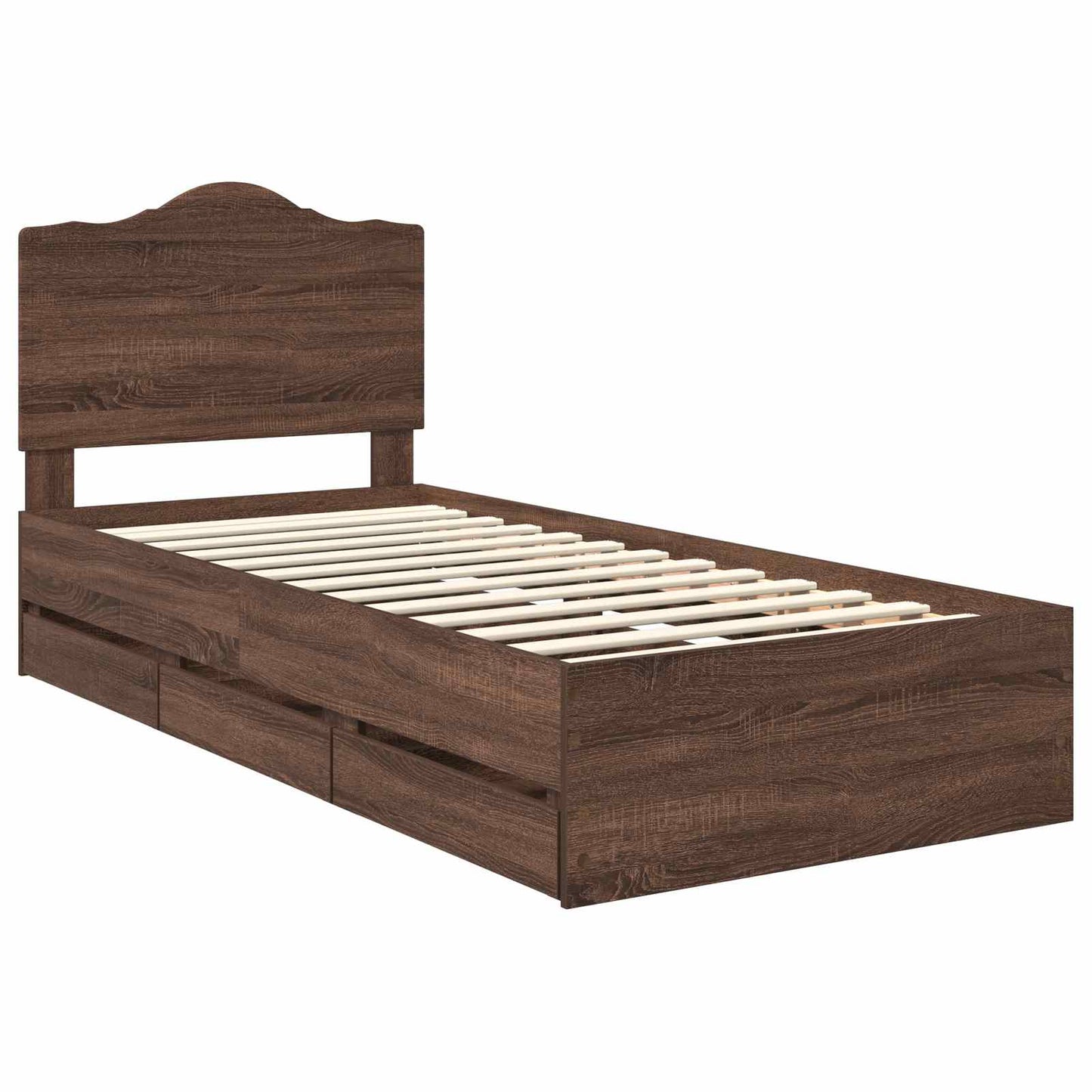 vidaXL Bettrahmen Braun Eichen-Optik 90 x 190 cm Ingenieurs Holz