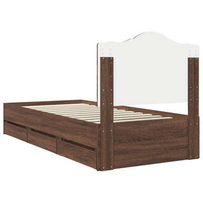 vidaXL Bettrahmen Braun Eichen-Optik 90 x 190 cm Ingenieurs Holz
