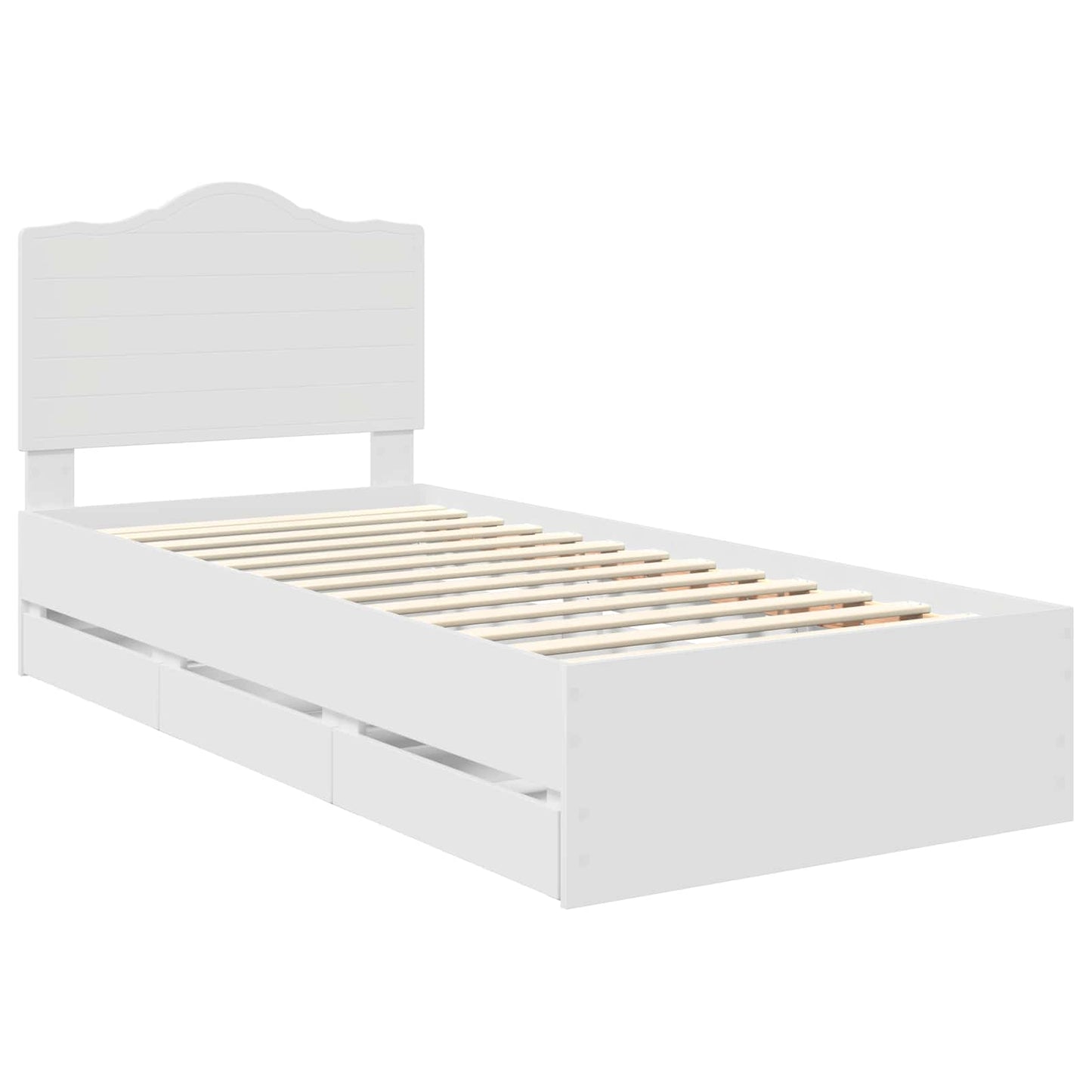 Bettrahmen mit Schubladen Weiß 90 x 200 cm Ingenieurs Holz