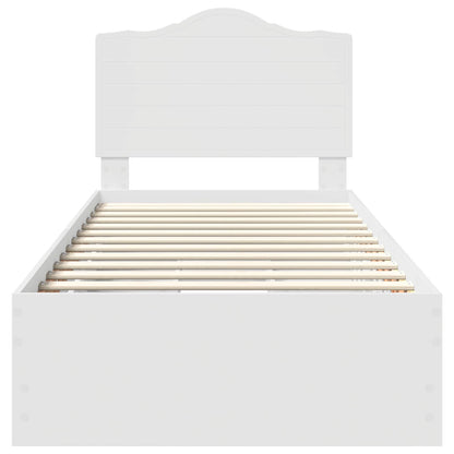 Bettrahmen mit Schubladen Weiß 90 x 200 cm Ingenieurs Holz