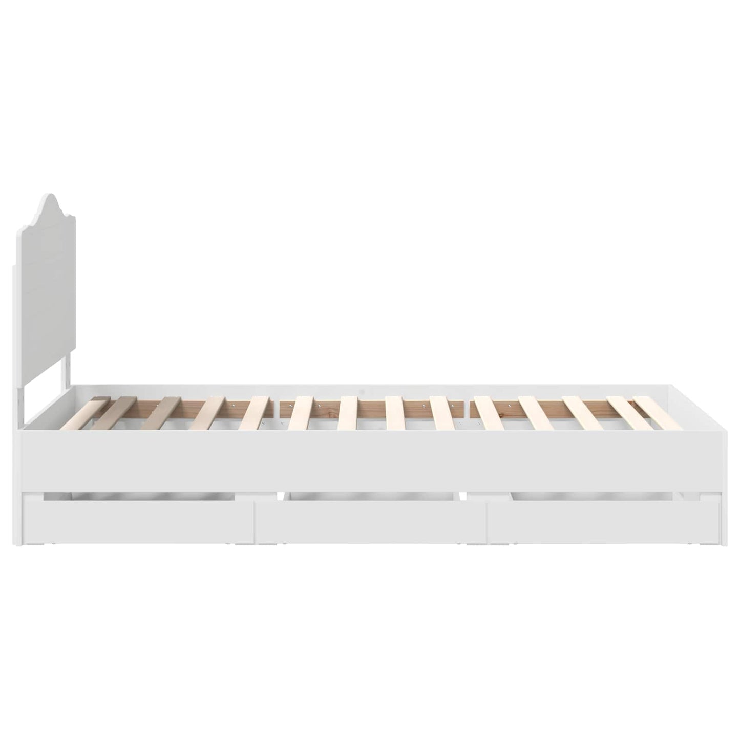 Bettrahmen mit Schubladen Weiß 90 x 200 cm Ingenieurs Holz