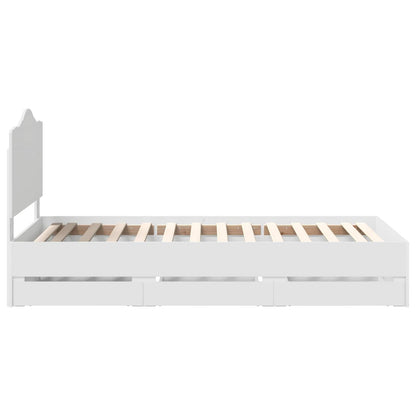 Bettrahmen mit Schubladen Weiß 90 x 200 cm Ingenieurs Holz