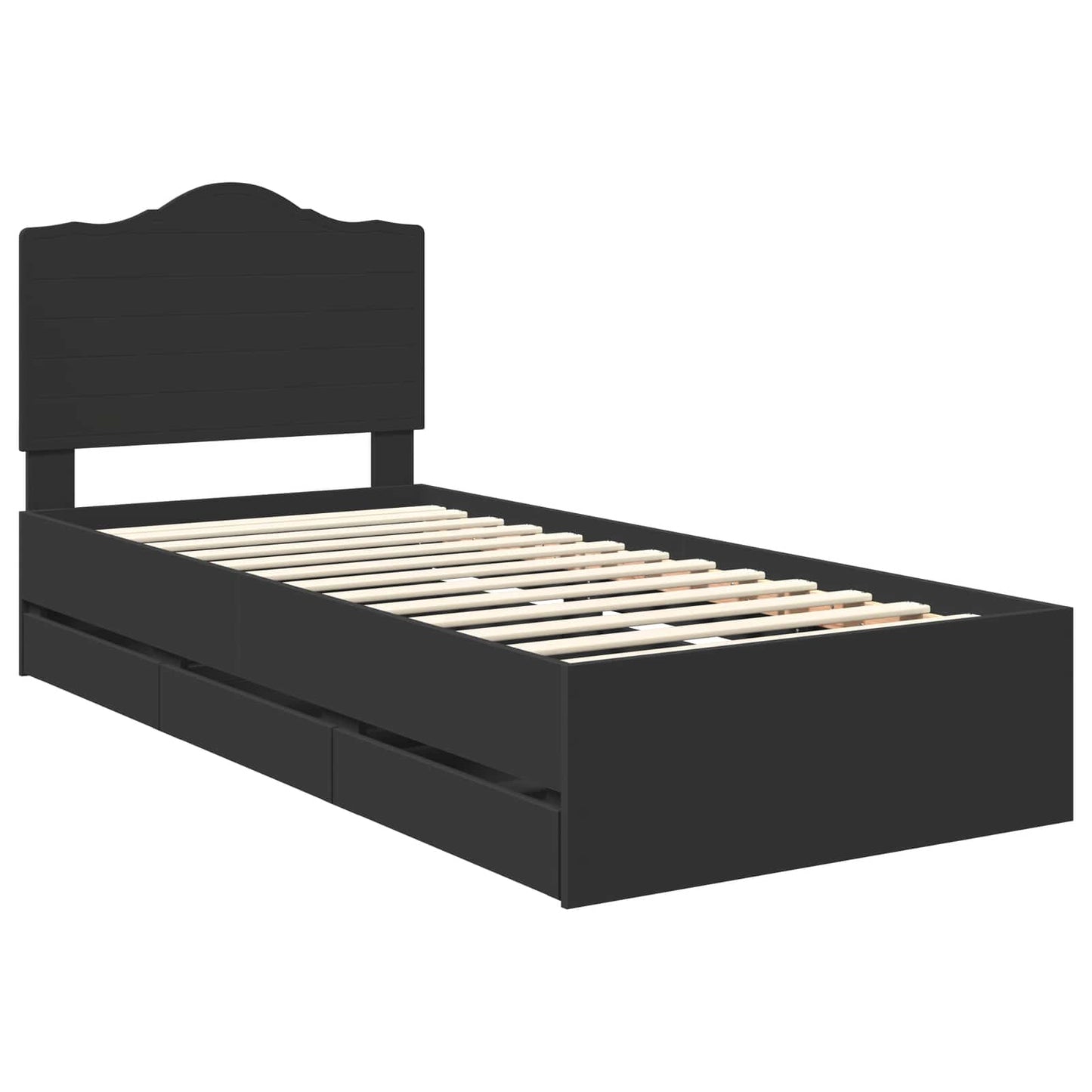 vidaXL Bettrahmen mit Schubladen Schwarz 90 x 200 cm Ingenieurs Holz