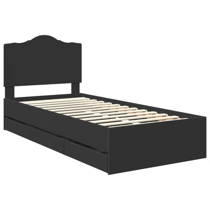 vidaXL Bettrahmen mit Schubladen Schwarz 90 x 200 cm Ingenieurs Holz