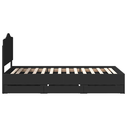 vidaXL Bettrahmen mit Schubladen Schwarz 90 x 200 cm Ingenieurs Holz