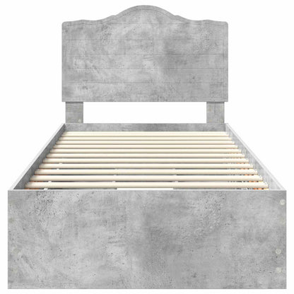 vidaXL Bettrahmen mit Kopfteil Beton Grau 90 x 200 cm Ingenieurs Holz
