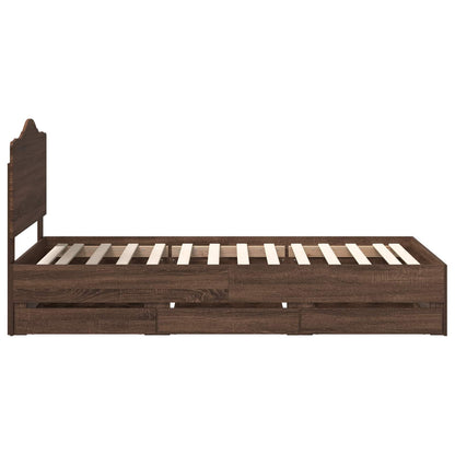 Bettrahmen Braun Eichen-Optik 90 x 200 cm Ingenieurs Holz