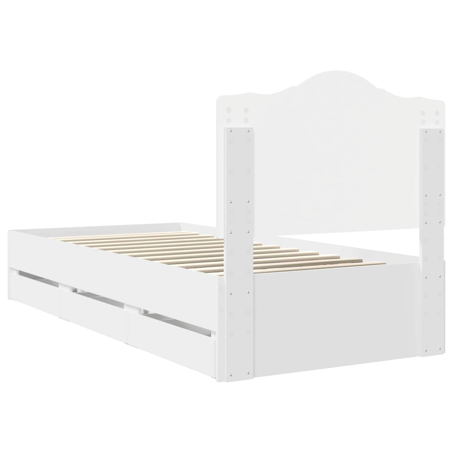 Bettrahmen mit Schubladen Weiß 75 x 190 cm Ingenieurs Holz