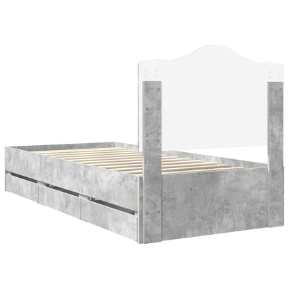 Bettrahmen mit Kopfteil Beton Grau 75 x 190 cm Ingenieurs Holz